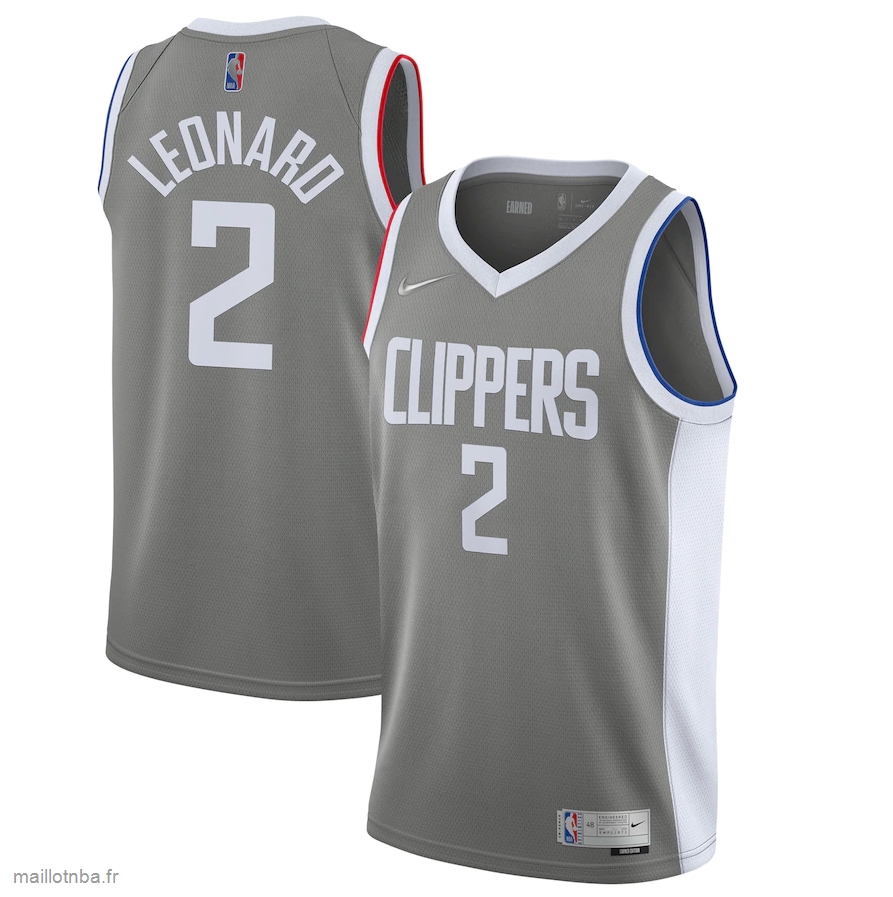 Maillot LA Clippers Kawhi Leonard Nike Gray 2020/21 Swingman Player Jersey – Earned Edition